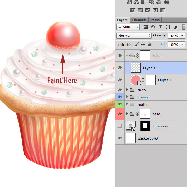 PS鼠绘制做一个甜美的奶油蛋糕