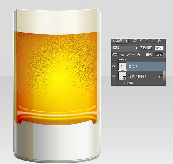 Photoshop制作一杯溢出泡沫的啤酒杯