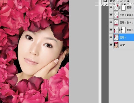 Photoshop为玫瑰丛下美女调出写 真效果