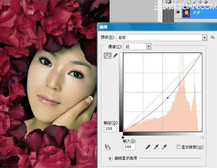 Photoshop为玫瑰丛下美女调出写 真效果