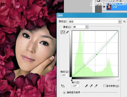 Photoshop为玫瑰丛下美女调出写 真效果