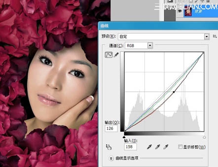 Photoshop为玫瑰丛下美女调出写 真效果