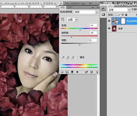 Photoshop为玫瑰丛下美女调出写 真效果