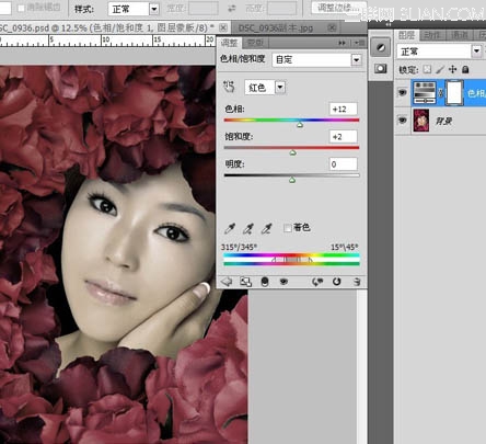 Photoshop为玫瑰丛下美女调出写 真效果