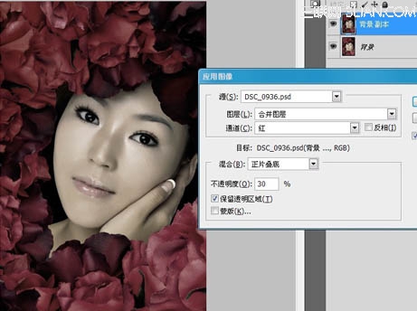 Photoshop为玫瑰丛下美女调出写 真效果