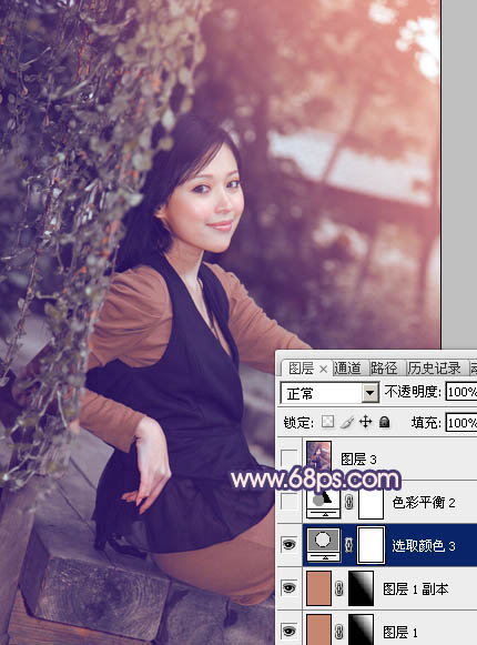 Photoshop为外景美女加上柔和的暗调蓝橙色教程