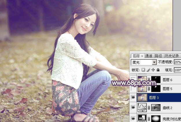 Photoshop将外景美女图片打造古典中性黄褐色