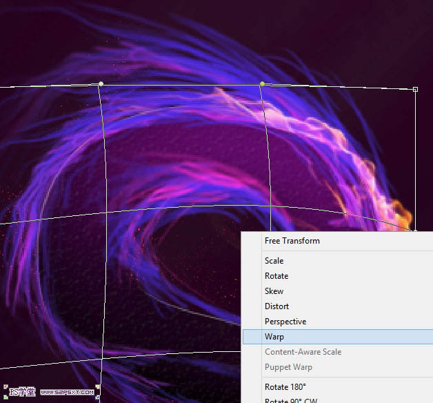 photoshop利用画笔及变形工具手绘制作漂亮的紫色火焰字