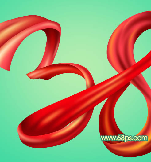 Photoshop设计制作漂亮的妇女节红色飘带字