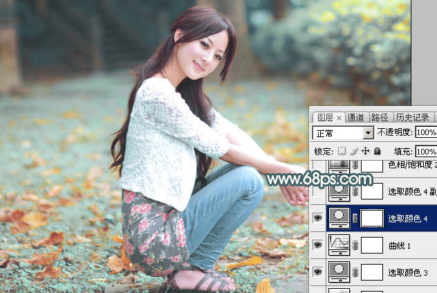 Photoshop给果子美女调制甜美的淡调青红色