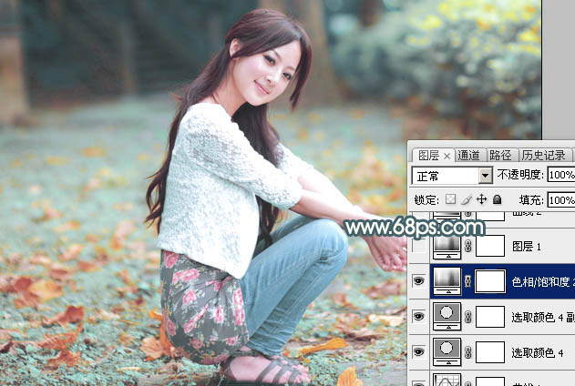 Photoshop给果子美女调制甜美的淡调青红色