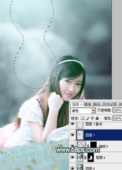 Photoshop为外景美女图片打造秀美的淡调冷色效果