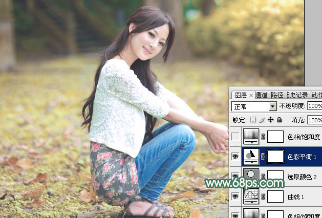 Photoshop为果子美女加上秋季甜美的粉暖色