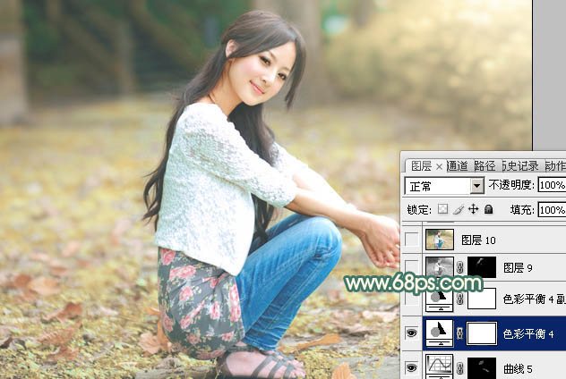 Photoshop为果子美女加上秋季甜美的粉暖色