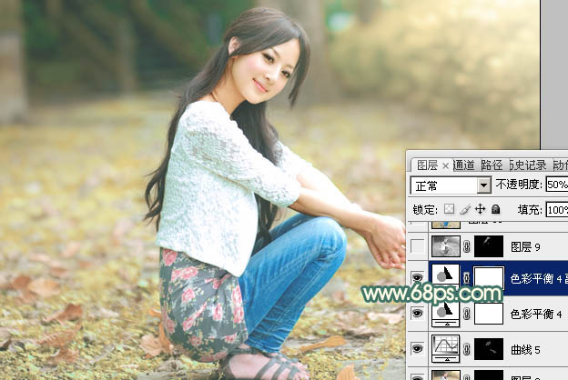 Photoshop为果子美女加上秋季甜美的粉暖色