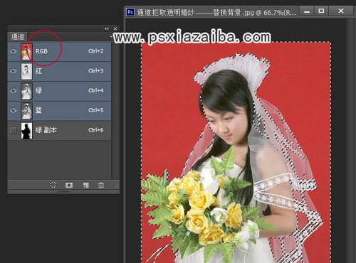 Photoshop利用通道抠出透明婚纱