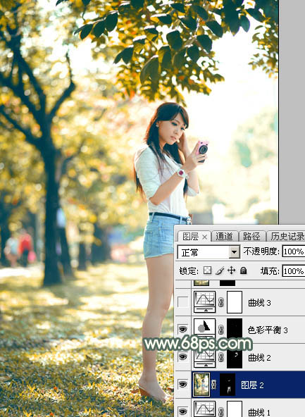 Photoshop打造甜美的秋季暖褐色外景人物图片