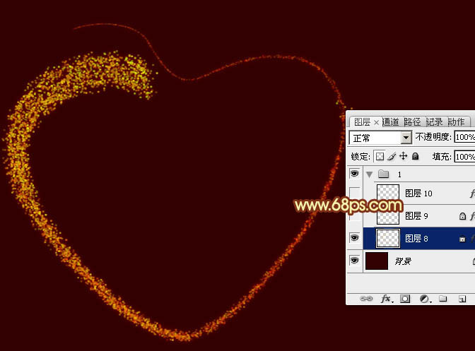 Photoshop打造漂亮的粒子光心形