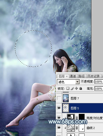 Photoshop将河边美女图片打造唯美的淡冷色