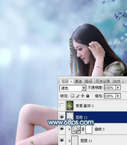 Photoshop将河边美女图片打造唯美的淡冷色