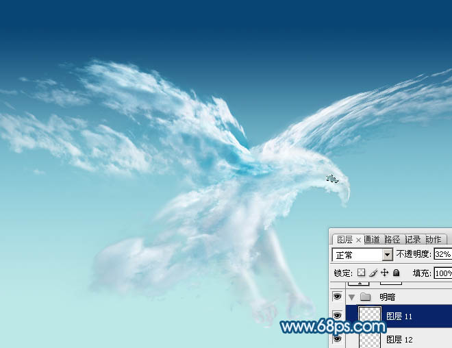 Photoshop制作一只创意的云彩雄鹰