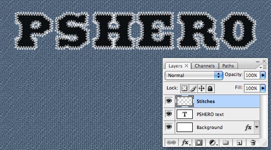 PS制作缝线感觉字体效果