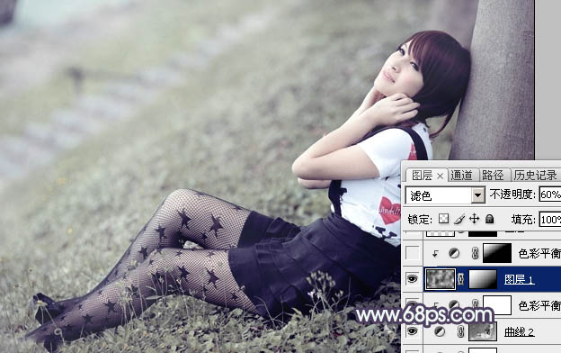 Photoshop为美女图片打造淡美的中性蓝绿色