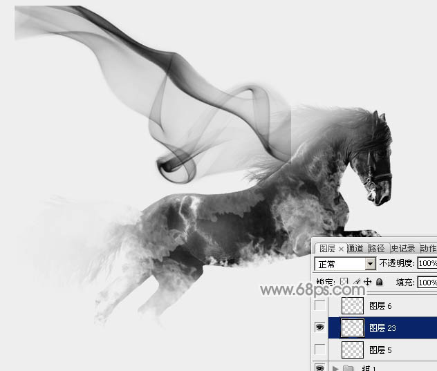 Photoshop制作一匹奔跑的烟雾骏马