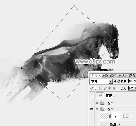 Photoshop制作一匹奔跑的烟雾骏马