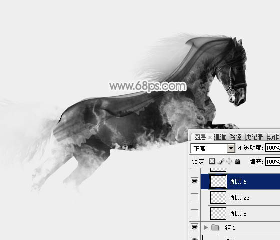 Photoshop制作一匹奔跑的烟雾骏马