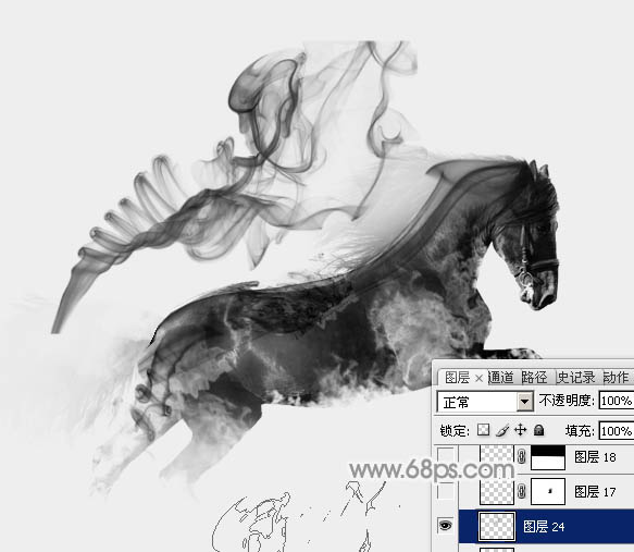 Photoshop制作一匹奔跑的烟雾骏马