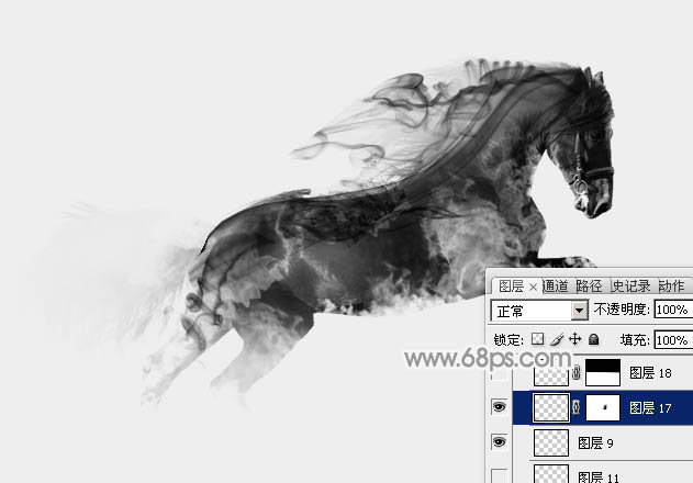 Photoshop制作一匹奔跑的烟雾骏马