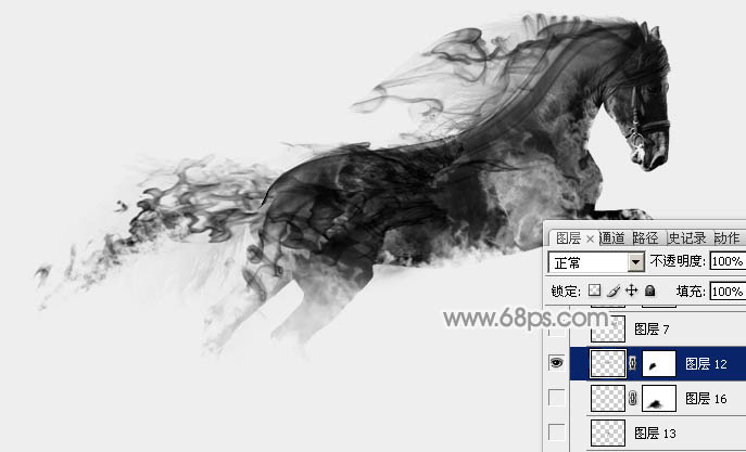 Photoshop制作一匹奔跑的烟雾骏马