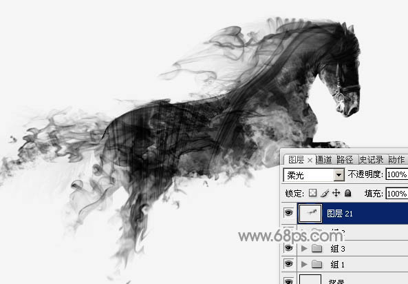 Photoshop制作一匹奔跑的烟雾骏马