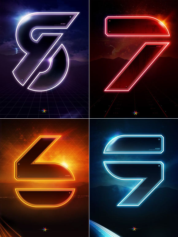 Photoshop中创建超酷的蓝色炫光文字海报