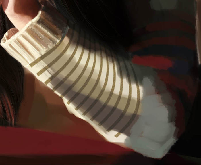 PS鼠绘在茶餐厅静静等待的美女