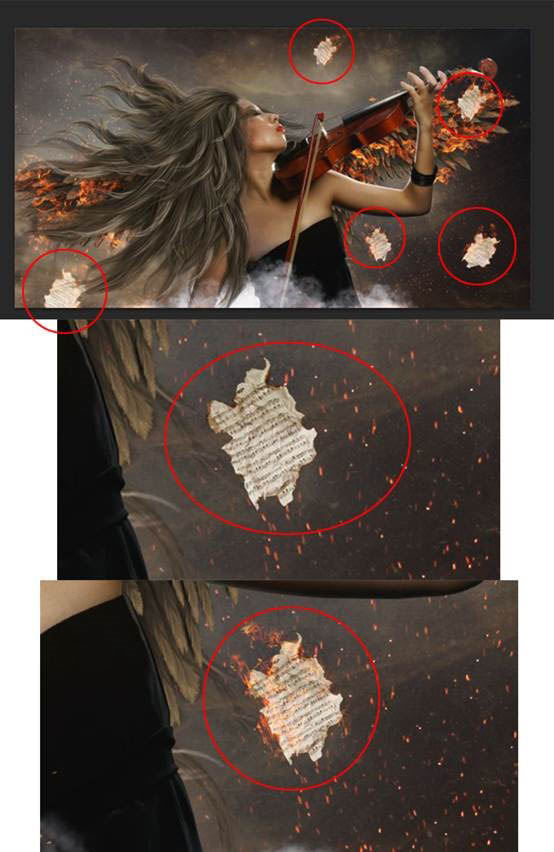 PS合成火焰四射的天使小提琴演奏者