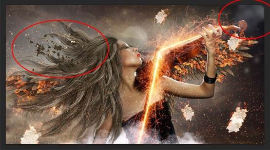 PS合成火焰四射的天使小提琴演奏者