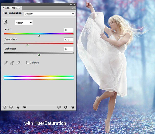 PS合成在唯美的秋色树林中舞动的白衣美女