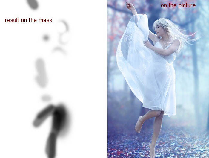 PS合成在唯美的秋色树林中舞动的白衣美女