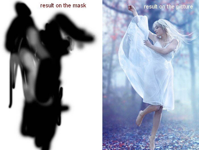 PS合成在唯美的秋色树林中舞动的白衣美女