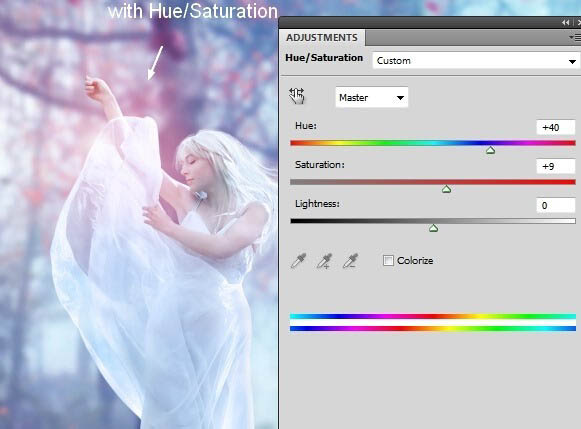 PS合成在唯美的秋色树林中舞动的白衣美女