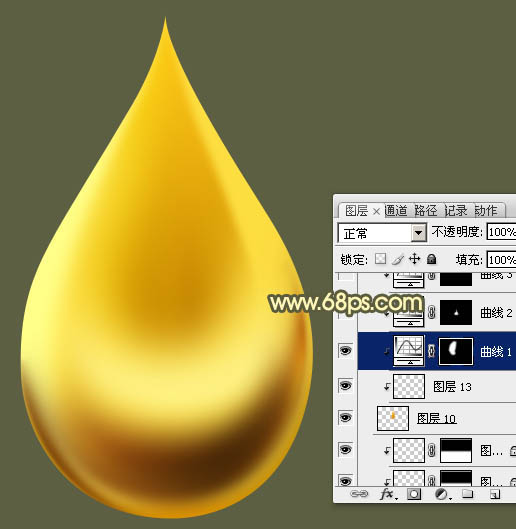 Photoshop制作晶莹剔透的精致金色油滴