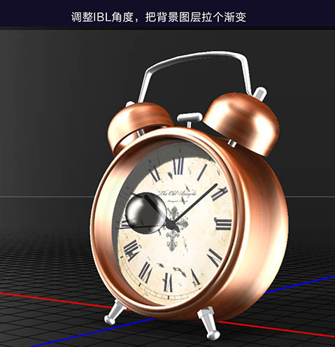 PS利用CC版3D工具制作逼真的古典金属闹钟