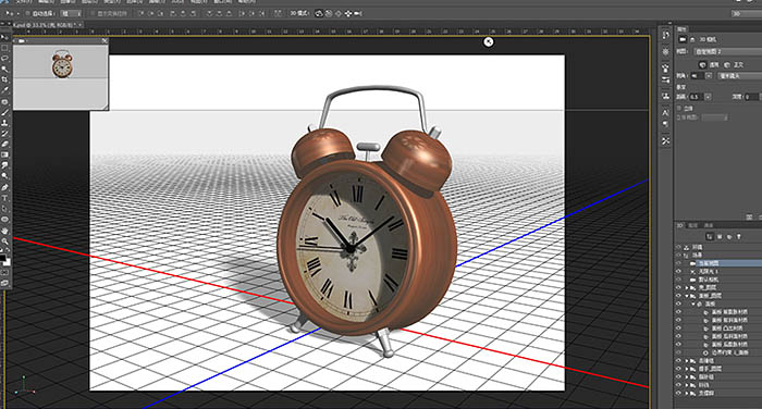 PS利用CC版3D工具制作逼真的古典金属闹钟