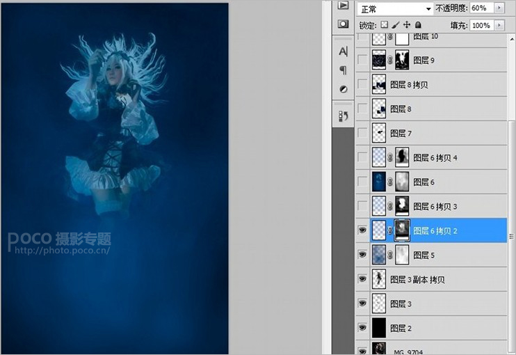 PS将棚拍人像后期处理成水下拍摄效果