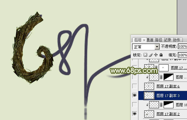Photoshop制作创意的古树藤连写字
