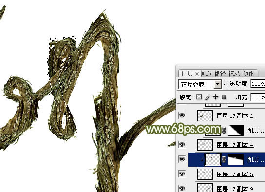 Photoshop制作创意的古树藤连写字