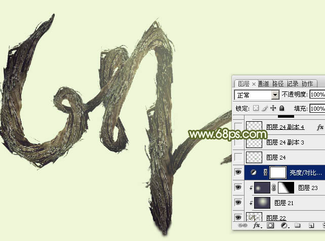 Photoshop制作创意的古树藤连写字