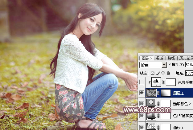 Photoshop打造唯美的红褐色秋季美女图片